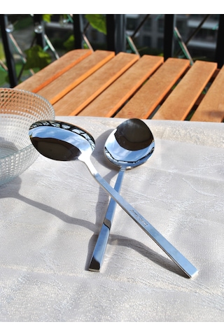 2'li Paslanmaz Çelik Servis Kaşığı Sunum Kaşık 22 Cm