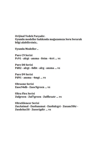 Electrolux Pure C9 - Pure D8 - Ultraone  Hortum