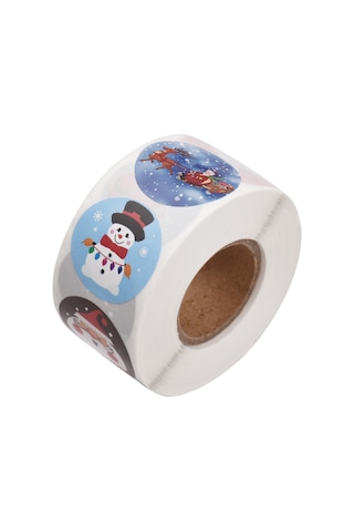 Aubyhe Noel Ornament Sticker Rollu - 500 Adet 2.5cm, 128 Farklı Noel Deseni, Su Geçirmez, Kendi Yapışkanlı, Hediyelik Kutular, Kartlar, Parti Dekorasyonu İçin Çok Renkli