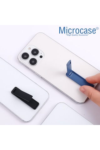Microcase Telefonlar İçin Yapışkanlı Metal Katlanabilir Stand Parçası - Al5701 Koyu Siyah