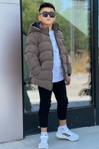 Pina Kids Erkek Çocuk Çıkarılabilir Kapüşonlu Su Geçirmez Nova Kışlık Mont Km4012 Kahverengi