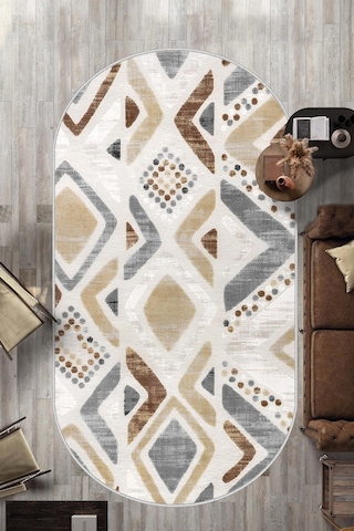 West Home Makinede Yıkanabilir Kaymaz Taban Leke Tutmaz Oval Mutfak Halısı Salon Halısı Ve Yolluk Wh 587 Multy Oval