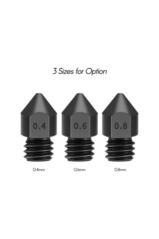 Geekyou 3 Adet Mk8 Sert Çelik Nozzle, 0.6mm Boyut, 3d Yazıcı Aksesuarı, 1.75mm Filament Uyumlu, Dayanıklı Ve Kuru Tabanlı