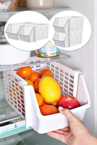 5 Adet Üst Üste Eklenebilir Banyo Mutfak Buzdolabı Raf Organizeri