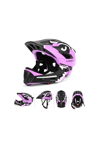 Lixada Mor Çocuklar Ayrılabilir Tam Yüz Kask Y11984pp-standart Standart Mor