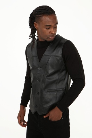 Klasik Hakiki Kuzu Derisi Yelek Rahat Kesim