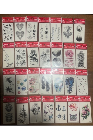Airbrush Tattoo Minimal Yapıştırma Geçici Dövme Seti 30'lu Seri3