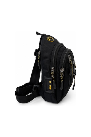 Sanmorris Unisex Küçük Boy Çok Gözlü Çapraz Askılı Body Bag Siyah-sarı