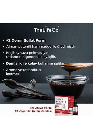 TheLifeCo Ferco +2 Değerlikli Demir Damlası 30 ML