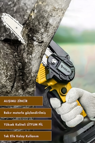 Assur ASR745-02-24 18v Çift Akülü Dal Budama Testere Sarı