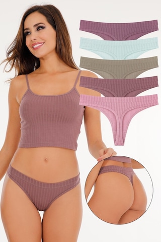 Sensu Kadın Fitilli Soft Renkler 5'li Tanga Külot Set - Kts3052 Karışık.