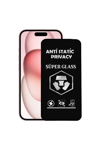 Apple iPhone Uyumlu 15 Tam Kaplayan Anti Statik Hayalet Süper Cam Ekran Koruyucu