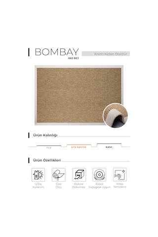 Bombay 662 Bej Hav Toz Vermez Kolay Temizlenen Hasır Doku Sisal Halı Bej