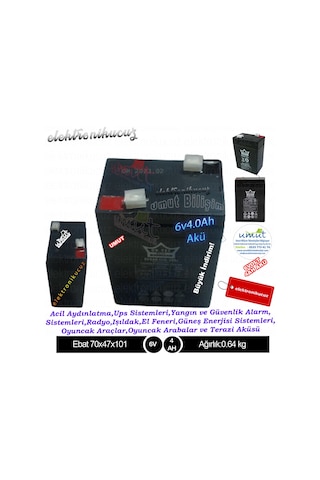 6 volt akü 6v 4ah akü 6 volt 4 amper ışıldak aküsü stoktan 6V4AH