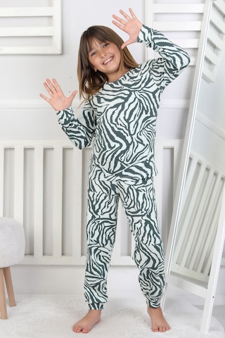 Kaplan Desenli Kız Çocuk Pijama Takımı Yeşil