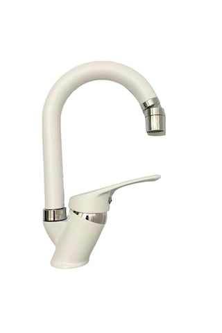 Beyaz Mix Lavabo Mutfak Bataryası Oynar Başlıklı Garantili Musluk Aç Kapa Kollu Beyaz