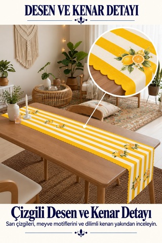 Vivanni Home Yıkanabilir Dikdörtgen Runner Günlük Kullanıma Uygun, Pratik Ve Uzun Ömürlü Limon Sarı