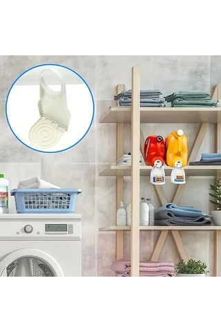 Lemestar Beyaz Plastik Çamaşır Deterjan Kapak Tutucu - Dökülmeyi Engeller, 2 Adet Beyaz
