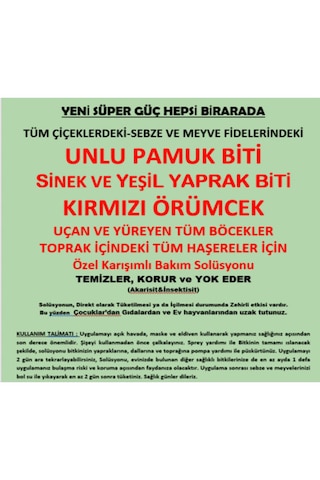 İlkadım Unlu Pamuk biti Yaprak Biti Kırmızı Örümcek için Genel Haşere İlacı 1500 ML