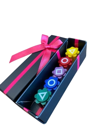 Squid Game Tabut Kutulu Squid Game Oyun 5 Taş Seti Renkli Taş