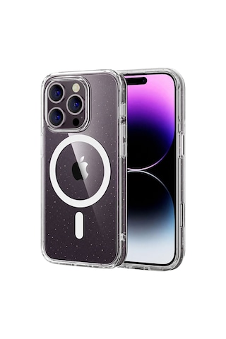 Apple İphone 16 Pro Max Combo Simli Magsafe Kapak - Şeffaf Aklby-bsva58 Standart
