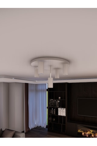 Miren Beyaz Sabit Başlıklı 5'li Spot Led Tavan Avizesi