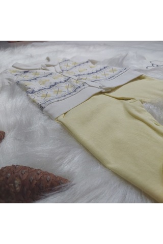 2'li Sarı Beyaz Tulum Set Pamuk Sarı