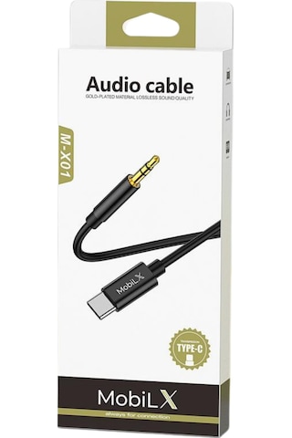 Mobilx Type-c To 3.5mm Aux Ses Kablosu 1m, Stereo Destekli, Dayanıklı Örgülü Kablo
