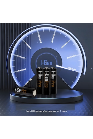 I-Gen Pro P103 8 Adet AA 2950 mAh Şarj Edilebilir Kalem Pil 1.2V Ni-MH Şarjlı Pil