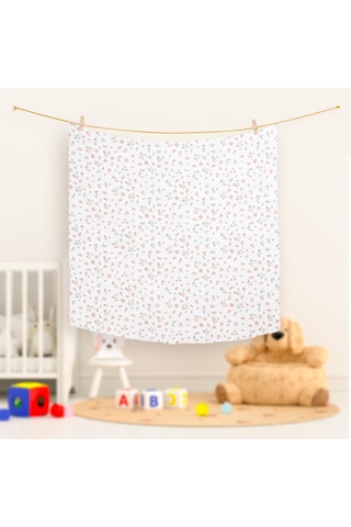 Organik Pamuk, Çiçek Desenli Müslin Bebek Örtüsü