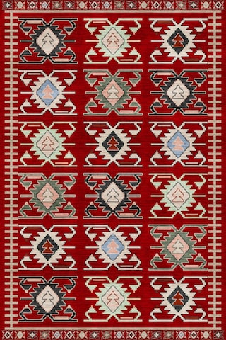 Dijital Baskı Pamuk Dokuma Taban Desenli Yolluk Koridor Halısı Kırmızı 831075436 Kırmızı