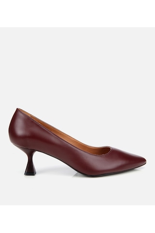 Hotiç Kadın Deri Bordo Esnek Tabanlı İnce Topuklu Stiletto