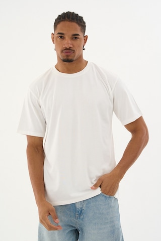 Dechers Erkek %100 Organik Pamuklu Yumuşak Dokulu Comfort Fit Bisiklet Yakalı T-shirt E222 Beyaz