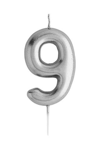 Rakamlı Gümüş Silver Pasta Mumu Yaş 9