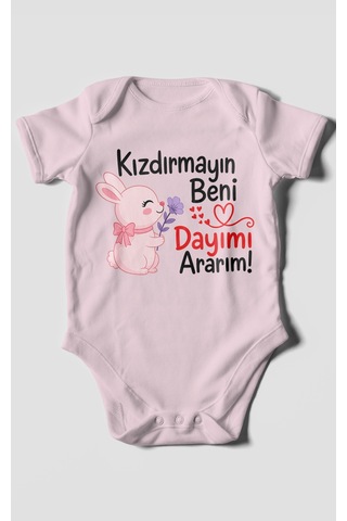 Morivokids Kızdırmayın Beni Dayımı Ararım Kısa Kollu Bebek Body %100 Pamuk Zbn165-kk Bebe Pembe