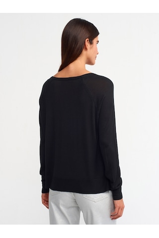 Dilvin Bisiklet Yaka Basic İnce Triko Kazak Siyah