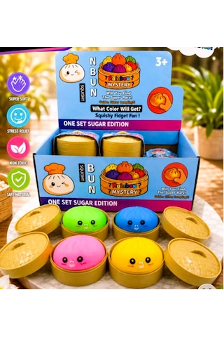 Baloncuklu Squishy Stres Topu Sıkılabilir Duyusal Oyuncak Çin Mantısı Kutu Şeklinde -10 Cm- 1 Adet Çok  Renkli