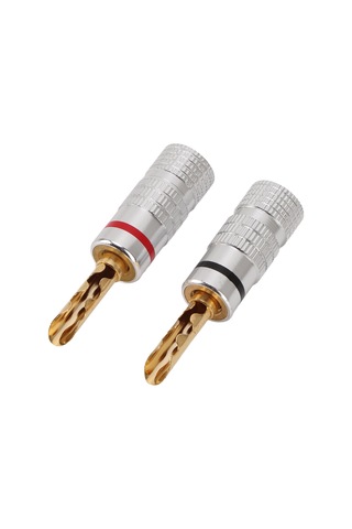 Moveevo J.10054 4mm Altın Kaplama Muz Plugları, Sıkıca Sıkma Tasarımı, Kısa Devre Engeli, Hoparlör Kabloları İçin Uyumlu, 5 Set Kırmızı+siyah