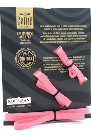 Cattie Dokuma Kedi Göğüs Tasma Ve Uzatma Seti 1x25-40 CM Pembe
