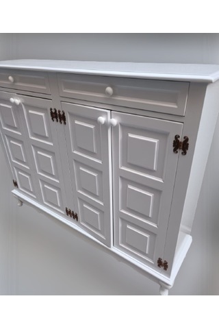 Ayakkabılık Kareli Çok Amaç Model Parlak Beyaz 2 Kapı 2 çekmece