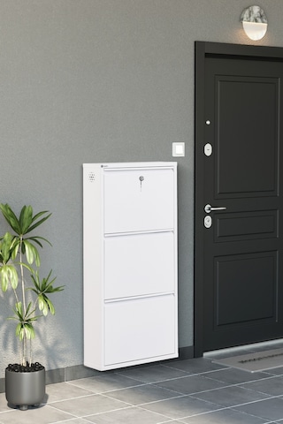 Arpelia Metal Ayakkabılık 3 Lü Kilitli Beyaz