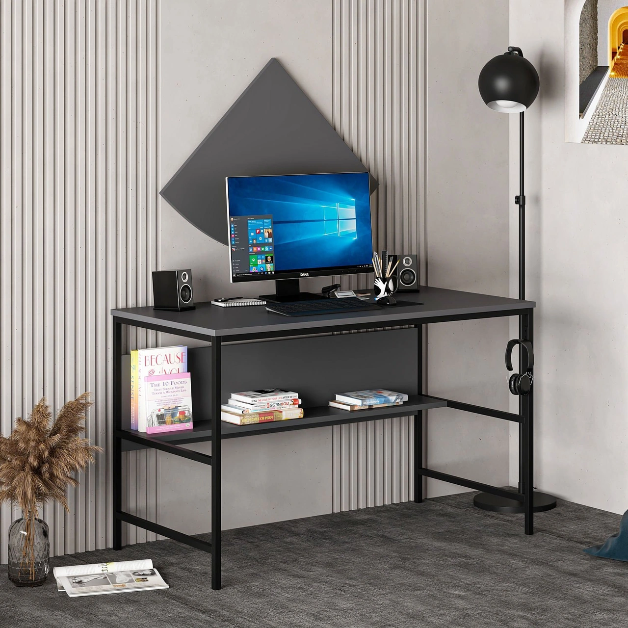 Minar Greta Çalışma Masası Modül1 - Antrasit Siyah