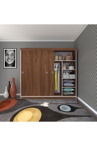 Kenzlife Gardırop Sürgülü Kapaklı Kapılı 200 Papatya Cvz Gardolap Dolap