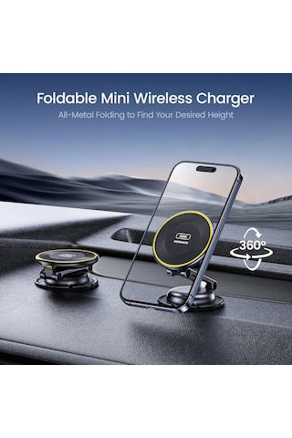 Aohi Kablosuz Magsafe Araç Montaj Şarj Cihazı, Tamamen Metal 15w