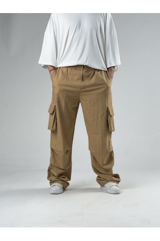 Cocopelli Tasarım Kargo Cepli Paraşüt Kumaş Taba Baggy Pantolon Coc3080