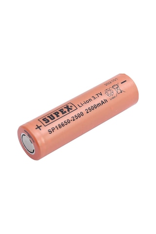 Supex 18650-2500 3.7v 2500 Mah Düz Kafa Li-ıon Pil
