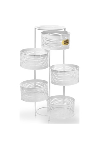 River World Tekerleksiz Rengi Beyaz Açılabilen 5 Katlı Çok Amaçlı Metal Raf Mutfak, Balkon, Kiler Çok Renkli