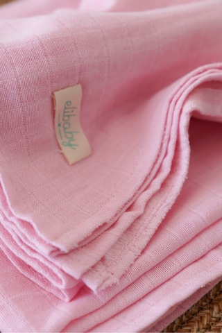 Organik Pamuk Çift Katlı Müslin Örtü Bebe Pembe 75x85 CM Pudra Pembe