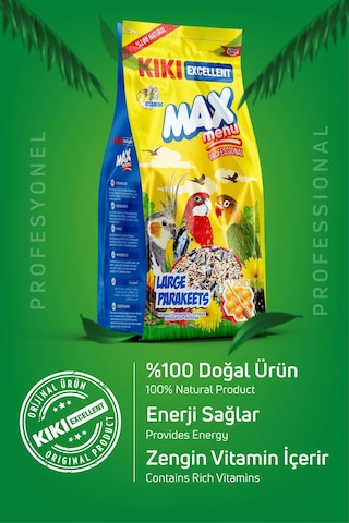KIKI Excellent Kuş Max Menu Large Parakeets Büyük Pareket Yemi 1000 Gr. KB307