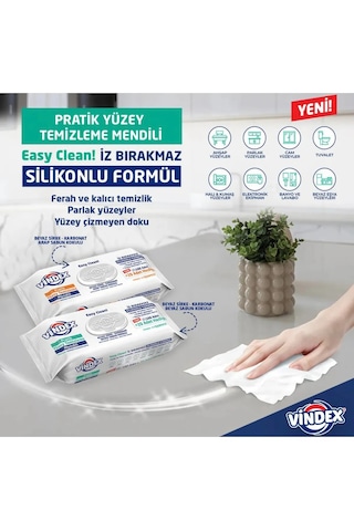 Vindex Easy Clean Pratik Yüzey Temizleme Mendili Havlusu 120'li